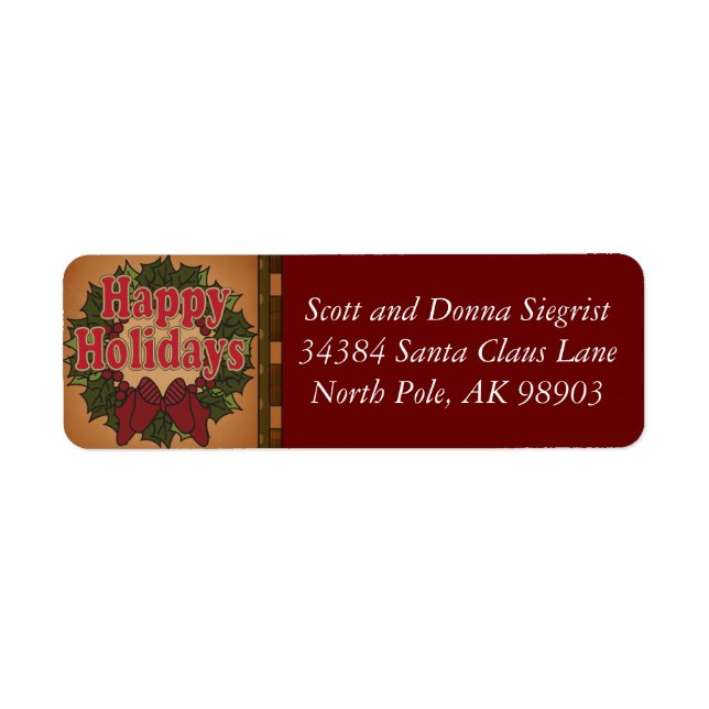 Lycklig Helgdag God jul Returadress Etikett (Framsidan)