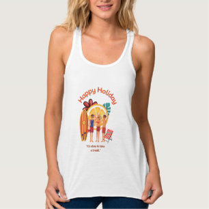 Lycklig Helgdag Hej Sommar Beach Vibes Linne Med Racerback