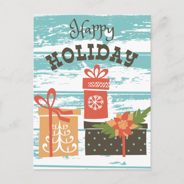 Lycklig Helgdag, Helgdag Presenter Helg Vykort (Framsida)