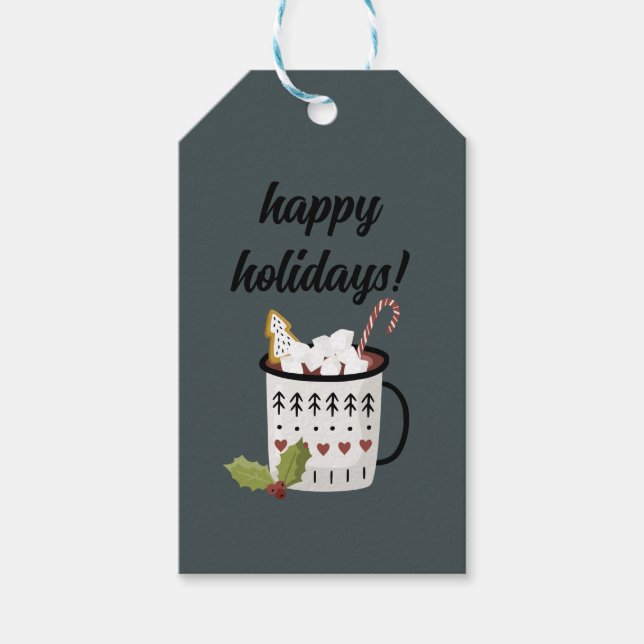 Lycklig Helgdag Hett Chocolate Presentetikett (Framsidan)