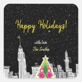 Lycklig Helgdag-klistermärken julsäsong Fyrkantigt Klistermärke