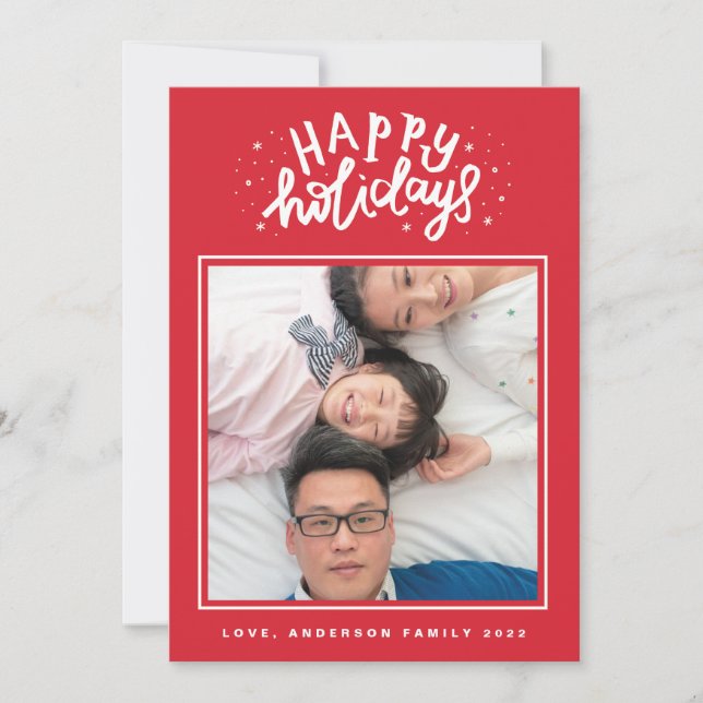 Lycklig Helgdag Lettering efter röd jul Julkort (Framsida)