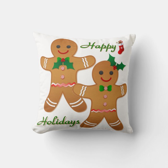 Lycklig Helgdag Pepparkaksgubbe Boy Girl Kudde (Framsida)