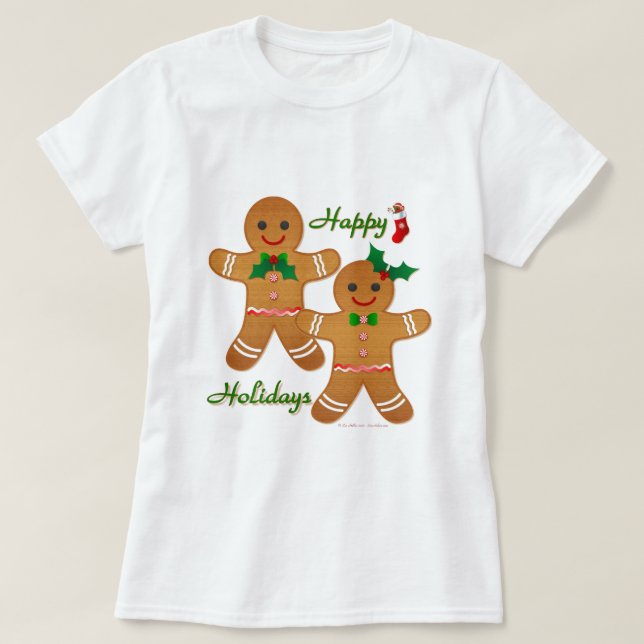 Lycklig Helgdag Pepparkaksgubbe Boy Girl Tee (Design framsida)