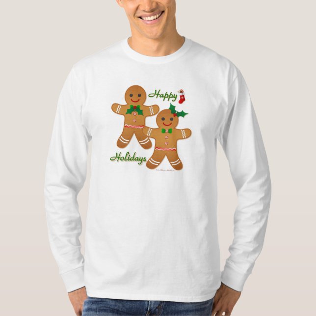 Lycklig Helgdag Pepparkaksgubbe Boy Girl Tee (Framsida)