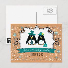 Lycklig Helgdag. Roligt Penguin par Helg Vykort
