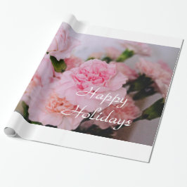 Lycklig helgdag rosa-nejlikblomma presentpapper
