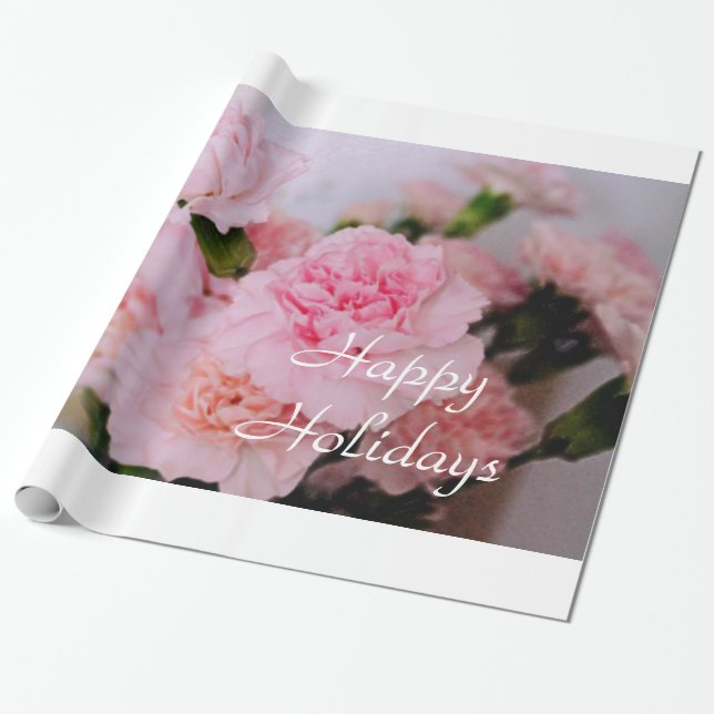 Lycklig helgdag rosa-nejlikblomma presentpapper (Utrullad)