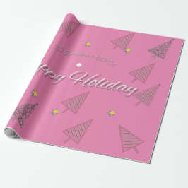 Lycklig Helgdag Rosa Wrapping Papper Presentpapper