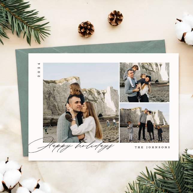Lycklig Helgdag Rustic-familjens fotopatjulkort Julkort (Skapare uppladdad)