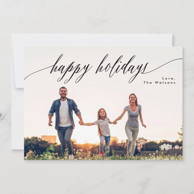 Lycklig Helgdag Vitt julfotkort - vackert julkort (Framsida)