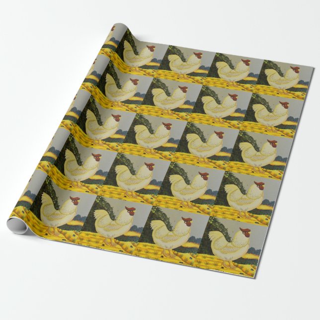 Lycklig Hen Chickmålning Presentpapper (Utrullad)
