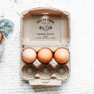 Lycklig Hens Laurel Gren Egg Carton Frimärke 4x3" Stämpel