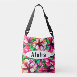 Lycklig Hibiscus Hawaiian blommigt Axelväska