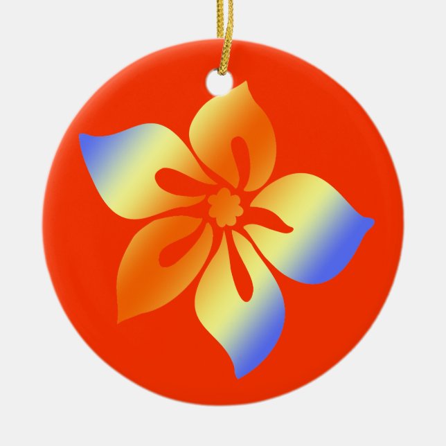Lycklig Hibiscus Hawaiianska prydnadsföremål Julgransprydnad Keramik (Framsidan)