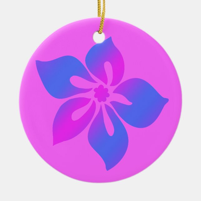 Lycklig Hibiscus Hawaiianska prydnadsföremål Julgransprydnad Keramik (Framsidan)