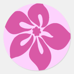 Lycklig Hibiscus’ Sticker in Fuchsia Runt Klistermärke