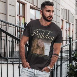 Lycklig Himmelska födelsedagsfotominnesmärke T-Shi T Shirt