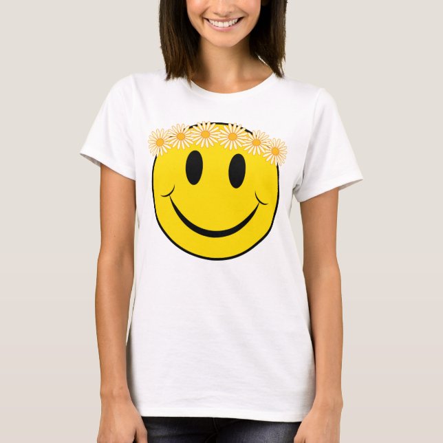 Lycklig Hippie Ansikte Tee (Framsida)