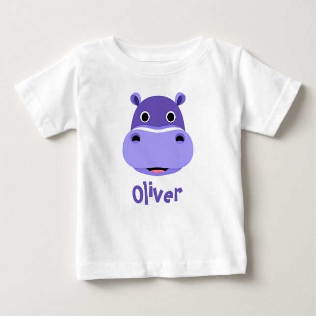 Lycklig Hippo Ansikte T Shirt (Framsida)