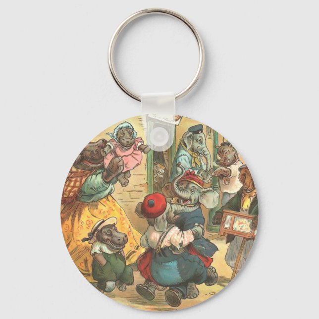 Lycklig Hippo-familjen Nyckelring (Framsida)