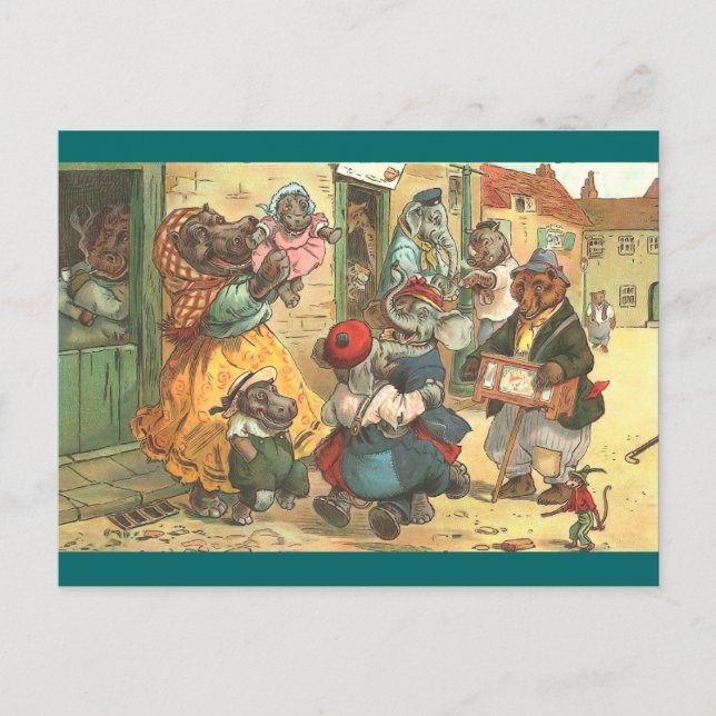 Lycklig Hippo-familjen Vykort (Framsida)