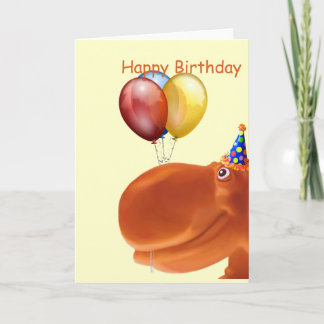 Lycklig Hippo Orange-födelsedagskort Kort