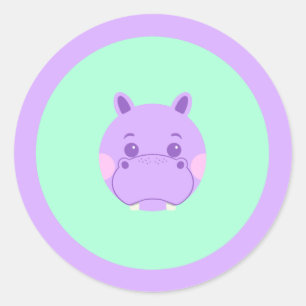 Lycklig Hippo Runt Klistermärke