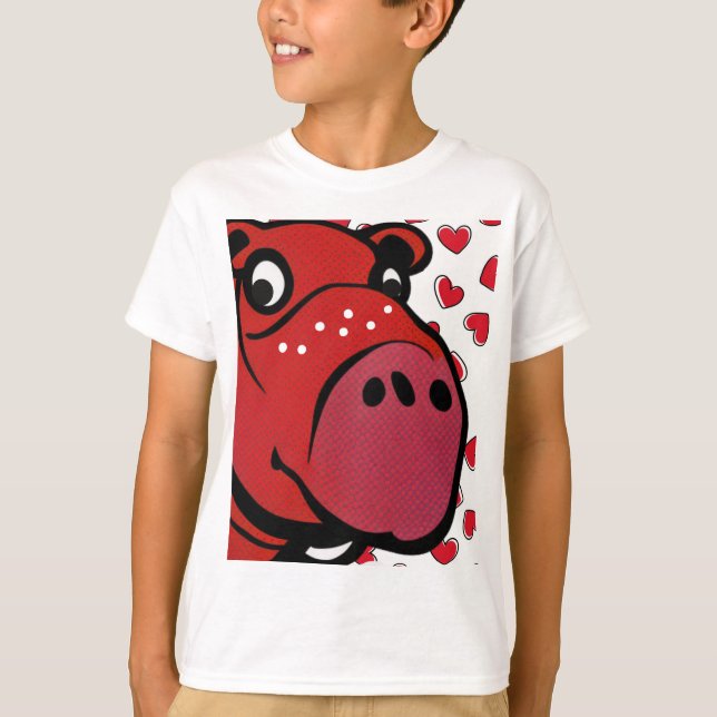 Lycklig Hippo T Shirt (Framsida)