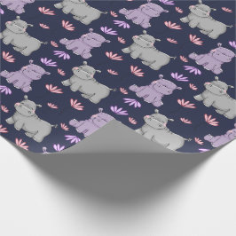 Lycklig Hippos och Flowers Presentpapper