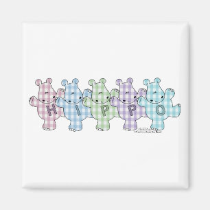 Lycklig Hippos pastel Magnet