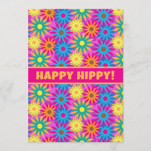 Lycklig Hippy Birthday 1960 s Retro 60:e BDay Part Inbjudningar