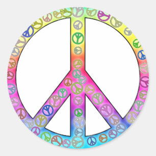 Lycklig Hippy Färg Fredstecken Sticker Runt Klistermärke