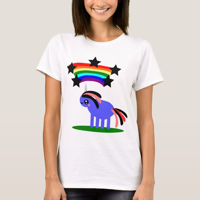 Lycklig Hippy Rainbow Unicorn Tee Shirt (Framsida)