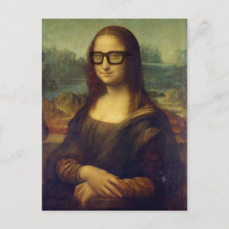 Lycklig Hipster Mona Lisa i Coola Hipster Glass Vykort