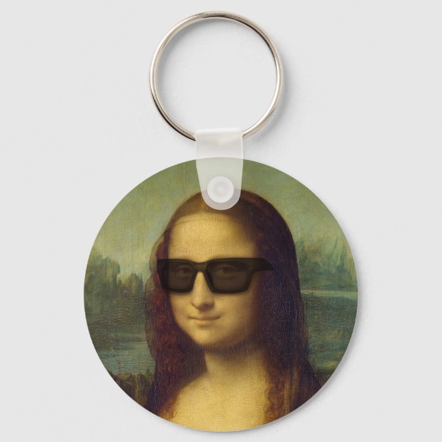 Lycklig Hipster Mona Lisa Shades Leonardo da Vinci Nyckelring (Framsida)