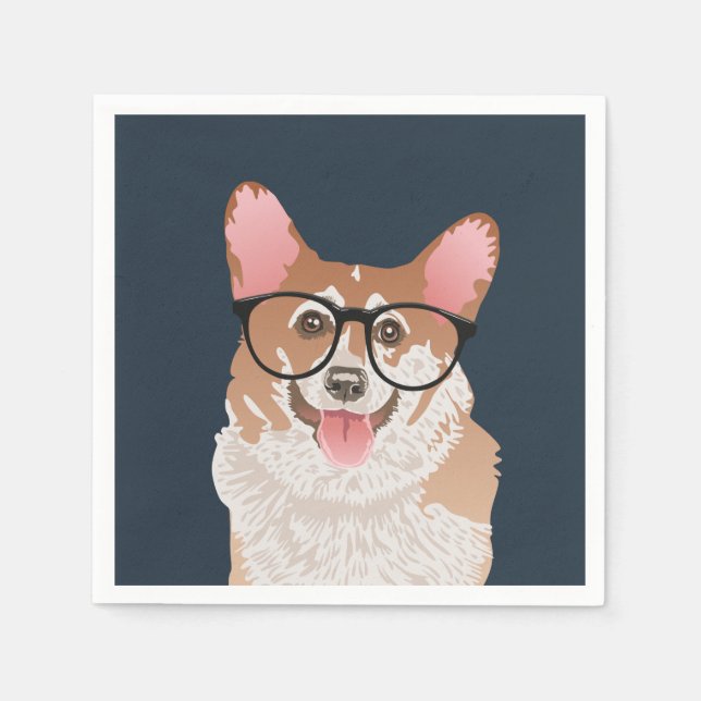 Lycklig Hipster Pembroke Welsh Corgi Pappersservet Pappersservett (Framsidan)