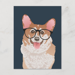 Lycklig Hipster Pembroke Welsh Corgi Vykort