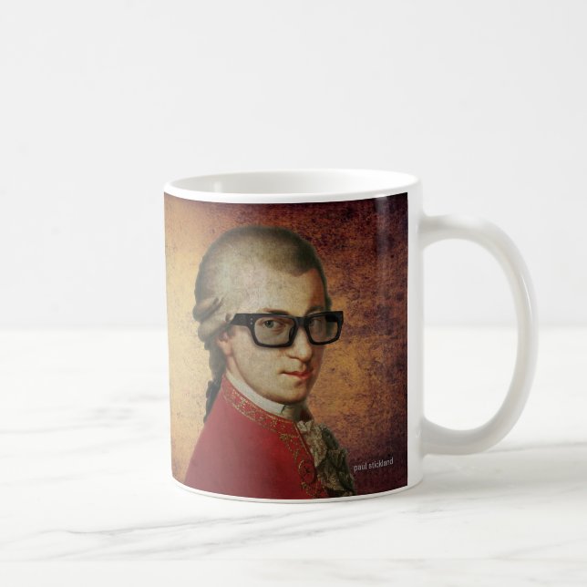 Lycklig Hipster Wolfgang Amadeus Mozart Kaffemugg (Höger)