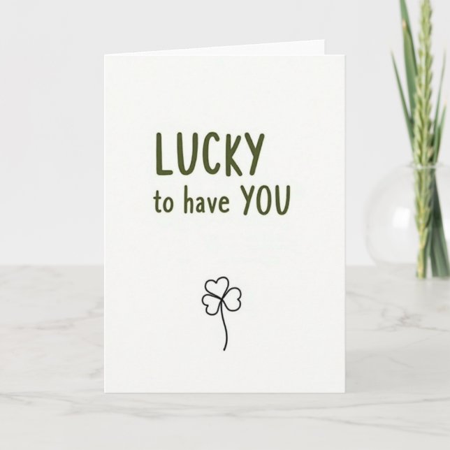 Lycklig hjärtformad Shamrock-kort Kort (Framsida)