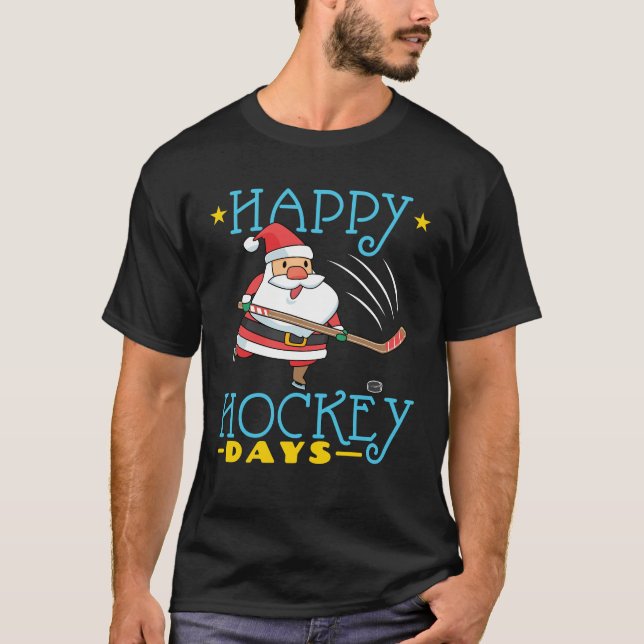Lycklig Hockey Days jultomten T Shirt (Framsida)