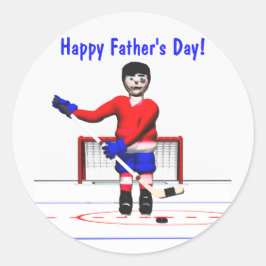 Lycklig Hockey Fars dag Runt Klistermärke