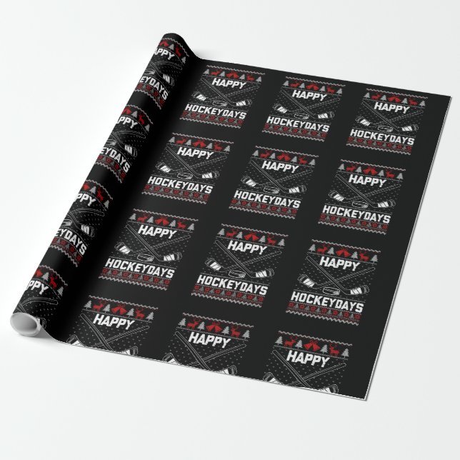Lycklig Hockeydays Ljuny Jul Ice Hockey Player Presentpapper (Utrullad)