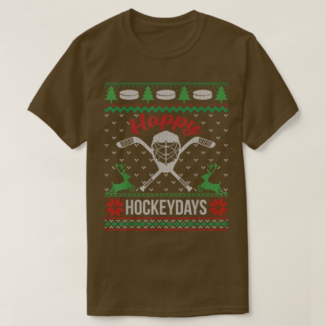 Lycklig Hockeydays Ugly jul-finnyj Hockey-dagar T Shirt (Design framsida)