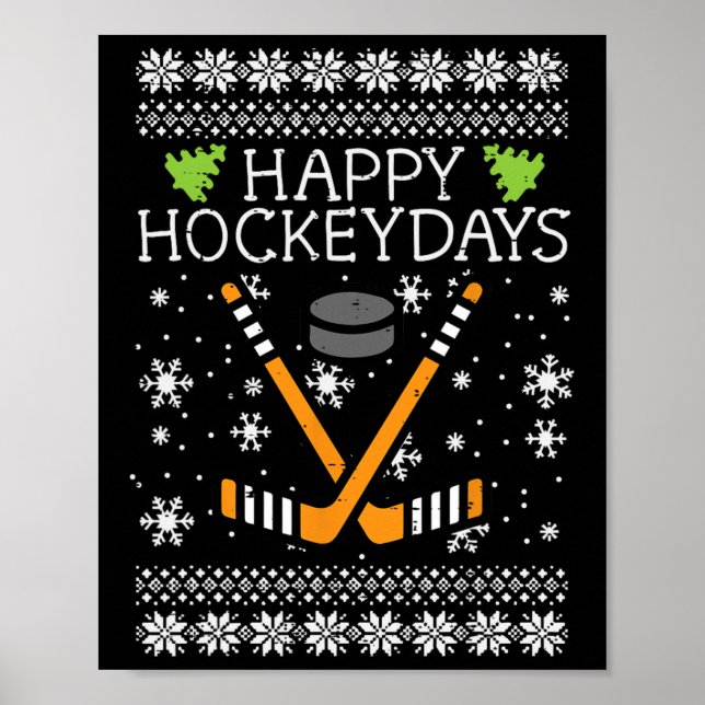 Lycklig Hockeydays Ugly jul Julafton Hockey Manar  Poster (Framsidan)