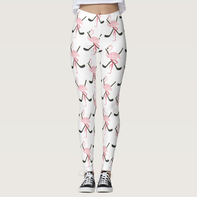 Lycklig hockeysegerFlamingo Leggings (Framsida)