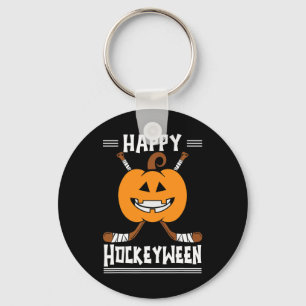 Lycklig Hockeyween Halloween Ice Hockey Player och Nyckelring