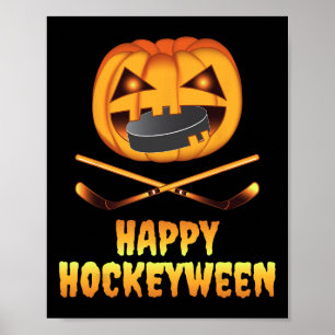 Lycklig Hockeyween Hockey Pumpkin Eating Puck Roli Poster