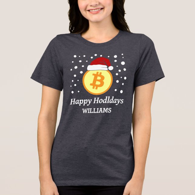 Lycklig Hodldays - Bitcoin with Qr code Julafton 2 T Shirt (Framsida)