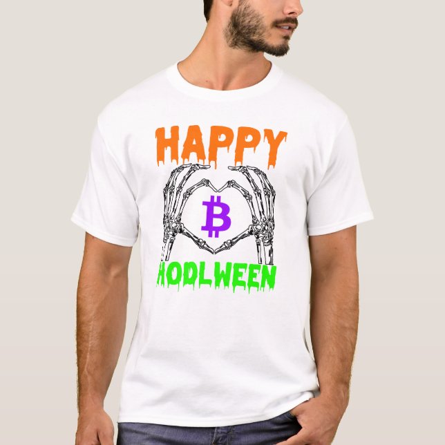 Lycklig Hodlween bitcoin - Halloween crypto T Shirt (Framsida)